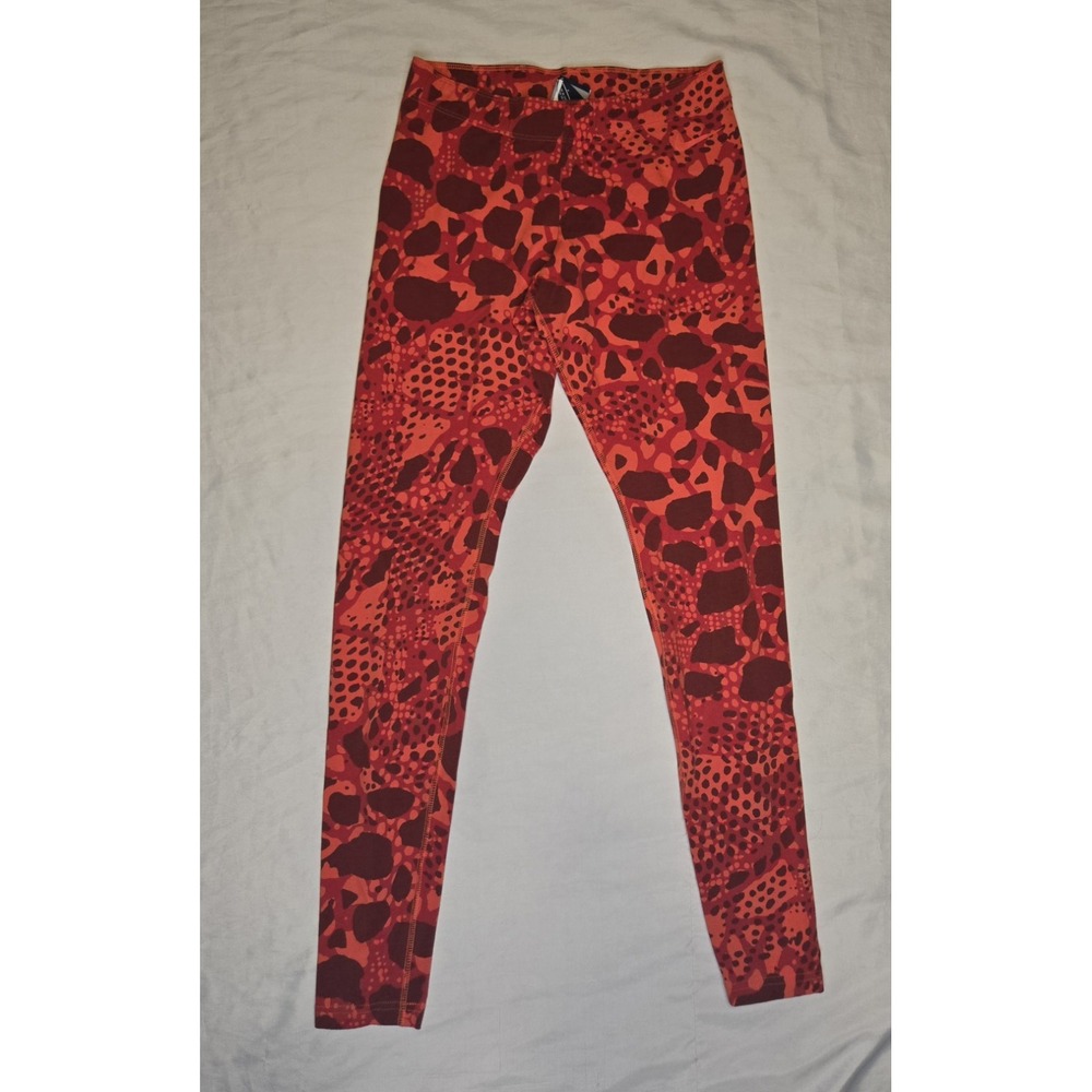 Nike Womens Small Red Printed Cotton/Spandex Leggings Casual Logo Swoosh Soft‎